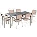 Set Di Tavolo E 6 Sedie Da Giardino In Acciaio, Basalto E Fibra Tessile Beige - Nero Lucido - 180cm - Grosseto - Foto miniatura 9