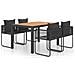 Set da Pranzo da Giardino 5 pz in Rattan PVC Nero e Marrone - Foto miniatura 1
