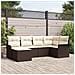 Set divano da giardino 6 pezzi con cuscini marroni in polyrattan,  Divano da giardino 2 posti con stoccaggio e cuscini marroni in polyrattan - Foto miniatura 2