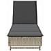 Lettino Prendisole con Ruote e Cuscino Polyrattan Grigio Chiaro - Foto miniatura 6