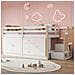 Letto A Soppalco 90x200cm, Culla Con Scale E Cassetti, Letto Singolo Multifunzionale, Con 2 Armadietti E Asta Appendiabiti, Senza Materasso, Bianco - Foto miniatura 4