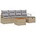 Set Divano da Giardino con cuscino 6 pcs Beige Poly Rattan - Foto miniatura 1