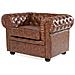 Poltrona Vintage In Pelle Marrone Invecchiato Chesterfield - Foto miniatura 4