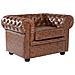 Poltrona Vintage In Pelle Marrone Invecchiato Chesterfield - Foto miniatura 24