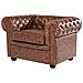 Poltrona Vintage In Pelle Marrone Invecchiato Chesterfield - Foto miniatura 8
