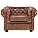 Poltrona Vintage In Pelle Marrone Invecchiato Chesterfield - Foto miniatura 12