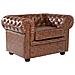Poltrona Vintage In Pelle Marrone Invecchiato Chesterfield - Foto miniatura 15