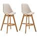 2 Sgabelli Design Cannes in Tessuto - Sgabelli Bar in Legno di Quercia - Sedie Cucina con Poggiapiedi e Schienale I Sedie Alte Bar H 76cm Crema Natura - Foto miniatura 1