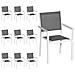 Set Di 10 Sedie In Alluminio Bianco - Textilene Grigio - Foto miniatura 1