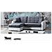 Divano Letto Con Penisola Argos, Divano Contenitore In Ecopelle E Tessuto, Sofà Penisola Reversibile, 246x160h91 Cm, Bianco E Grigio - Foto miniatura 1