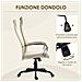 Sedia da Ufficio Ergonomica Girevole con Reclinazione, Altezza Regolabile e Ruote, 58x61x115-125cm, Beige - Foto miniatura 2