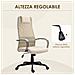Sedia da Ufficio Ergonomica Girevole con Reclinazione, Altezza Regolabile e Ruote, 58x61x115-125cm, Beige - Foto miniatura 4