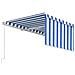 Lusso Casadino -  Tenda Da Sole Retrattile Manuale Con Parasole 5x3m Blu E Bianco - Foto miniatura 4