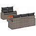 Set Divano da Giardino a 6 Pezzi con Cuscini Grigi in Polirattan e Tavolo in Acacia,  Divano da Giardino a 2 Posti con Contenitore e Cuscini Grigi in Polirattan - Foto miniatura 1