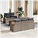 Set Divano da Giardino a 6 Pezzi con Cuscini Grigi in Polirattan e Tavolo in Acacia,  Divano da Giardino a 2 Posti con Contenitore e Cuscini Grigi in Polirattan - Foto miniatura 2