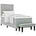 Letto Box Spring con Materasso e Panchina Grigio Chiaro 100x200 cm Velluto - Foto miniatura 1