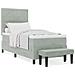 Letto Box Spring con Materasso e Panchina Grigio Chiaro 100x200 cm Velluto - Foto miniatura 4