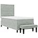 Letto Box Spring con Materasso e Panchina Grigio Chiaro 100x200 cm Velluto - Foto miniatura 8