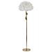 Lampada Da Terra Slim Bianca Con Piume Bianche E Stelo Oro Decorato - Foto miniatura 1