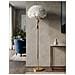 Lampada Da Terra Slim Bianca Con Piume Bianche E Stelo Oro Decorato - Foto miniatura 6