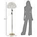 Lampada Da Terra Slim Bianca Con Piume Bianche E Stelo Oro Decorato - Foto miniatura 7