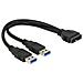 ICOC USB3-Y2UA - Cavo USB 3.0 Sdoppiato 1x 19 pin Maschio 2x USB A Maschio 25cm Nero - Foto miniatura 1