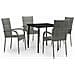 Set Mobili Da Pranzo Da Giardino Grigio E Nero 5 Pz - Foto miniatura 2
