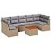 Set di divani da giardino  8 pezzi con cuscini Beige Polyrattan Acacia, Divano da giardino  2 posti con cuscini Beige Polyrattan - Foto miniatura 1