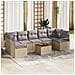 Set di divani da giardino  8 pezzi con cuscini Beige Polyrattan Acacia, Divano da giardino  2 posti con cuscini Beige Polyrattan - Foto miniatura 2