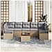 Set di divani da giardino  8 pezzi con cuscini Beige Polyrattan Acacia, Divano da giardino  2 posti con cuscini Beige Polyrattan - Foto miniatura 3