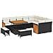 Set Divano Giardino  12 Pezzi con Cuscini Nero Rattan Polietilene Acacia, Set da Pranzo Giardino  3 Pezzi con Cuscini Nero Rattan Polietilene Acacia - Foto miniatura 1