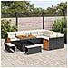 Set Divano Giardino  12 Pezzi con Cuscini Nero Rattan Polietilene Acacia, Set da Pranzo Giardino  3 Pezzi con Cuscini Nero Rattan Polietilene Acacia - Foto miniatura 3