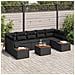 Set divano da giardino 8 pezzi con cuscini nero polyrattan acacia - Foto miniatura 2