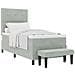 Letto Box Spring con Materasso e Panchina Grigio Chiaro 100x200 cm Velour - Foto miniatura 1