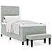 Letto Box Spring con Materasso e Panchina Grigio Chiaro 100x200 cm Velour - Foto miniatura 4