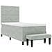 Letto Box Spring con Materasso e Panchina Grigio Chiaro 100x200 cm Velour - Foto miniatura 8