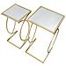 Coppia Tavolinetti Simply Quadrati In Ferro, Mdf E Specchio Gold - 35 X H 70 E 30 X H 60 Cm - Foto miniatura 5