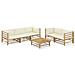Set Divani Da Giardino 6 Pz Con Cuscini Bianco Crema In Bamb? - Foto miniatura 1