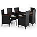 Set Mobili Da Pranzo Da Giardino Nero 7 Pz Con Cuscini - Foto miniatura 2
