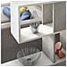 Libreria Decorativa E Funzionale Con Cinque Scomparti, 100% Made In Italy, Scaffale Per Ufficio O Salotto, Cm 145x29h145, Colore Bianco E Cemento - Foto miniatura 3