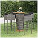 Set Da Bar Da Giardino 5 Pz Con Cuscini In Polyrattan Grigio - Foto miniatura 1