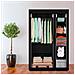 Guardaroba In Tessuto Con Ante Con Cerniera Home Misura 170x110x45 Cm Nero - Foto miniatura 5
