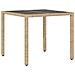 Tavolo Da Giardino Con Piano Vetro Beige 90x90x75 Cm Polyrattan - Foto miniatura 2