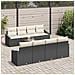 Set di Sofà da Giardino 9 Pezzi con Cuscini Nero Polyrattan Acacia - Foto miniatura 3