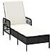 Lettino prendisole Nero e bianco panna PE Rattan 157 x 55 x 92 cm - Foto miniatura 1
