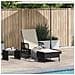 Lettino prendisole Nero e bianco panna PE Rattan 157 x 55 x 92 cm - Foto miniatura 3