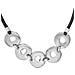 Collana Girocollo In Pelle Nera Con Cerchi Placcati Argento - Foto miniatura 2