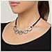 Collana Girocollo In Pelle Nera Con Cerchi Placcati Argento - Foto miniatura 3