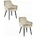 SELO Sedia in velluto beige con gambe nere, set da 2 - Foto miniatura 1