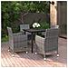 Set da Pranzo da Giardino 5 pz con Cuscini Polyrattan e Vetro - Foto miniatura 2